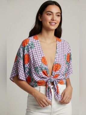 Free People Tutti Frutti Oranges Tie Front